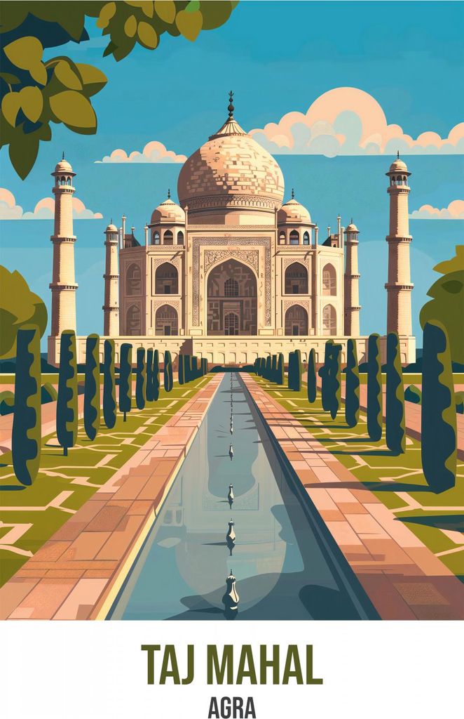 Plakat 64x90cm Taj Mahal, Agra