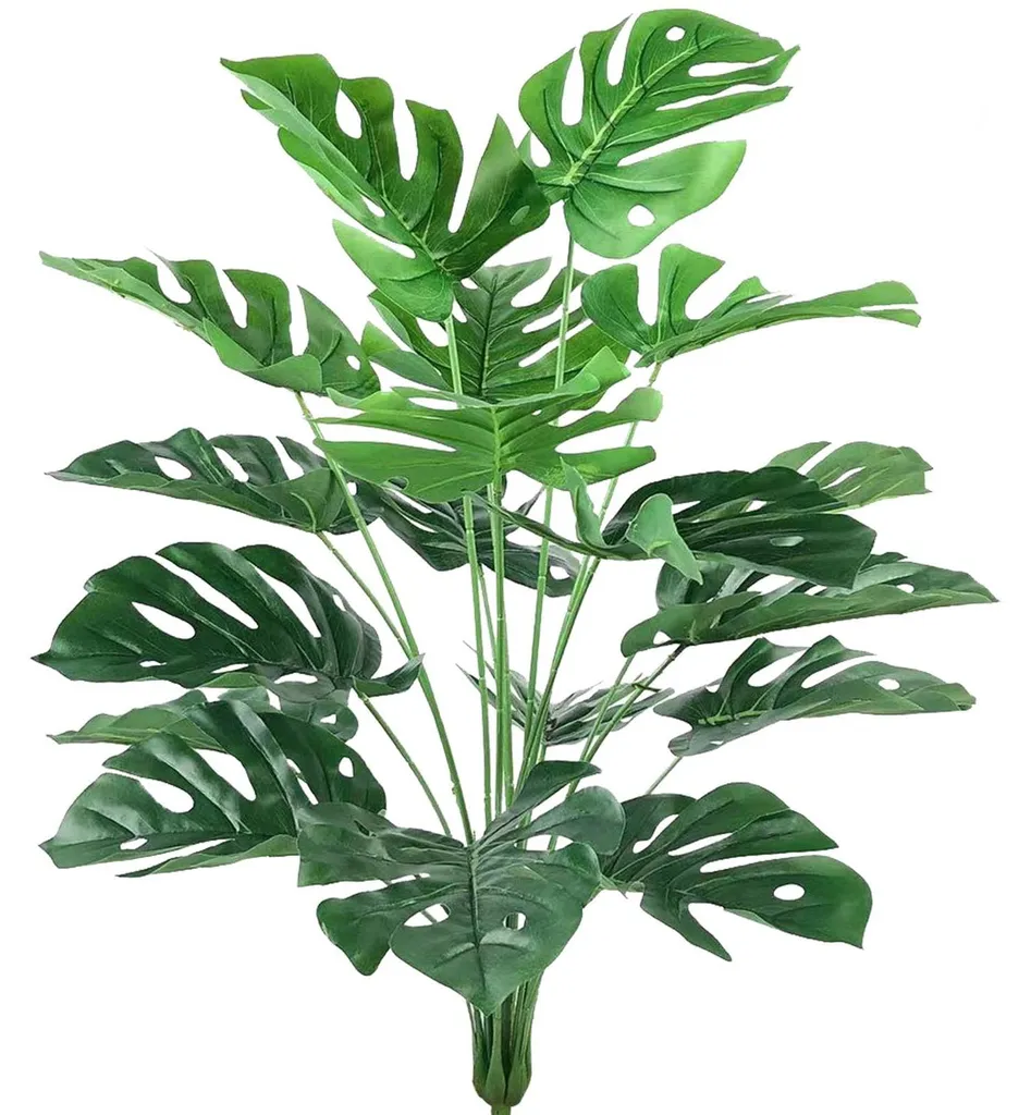 Monstera Artificiel Real Touch 76 cm avec Grandes Feuilles en Soie Verte