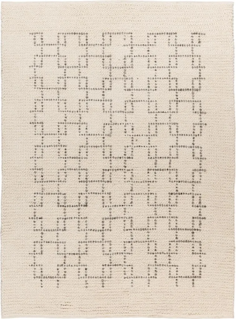 Grand tapis de salon crème My Freya 270 en laine tissé à la main 120x170