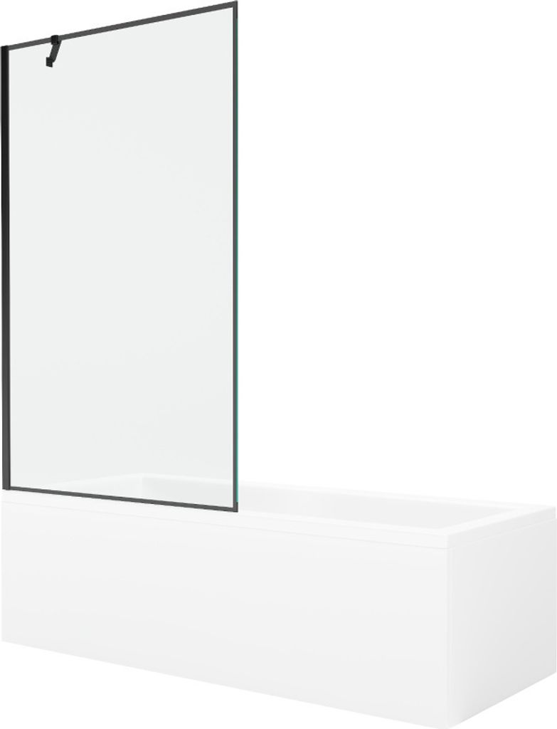 Mexen Cubik rechteckige Badewanne 170 x 70 cm mit Verkleidung und 1-flügliger Duschabtrennung 100 cm, Schwarzes Design - 5503170