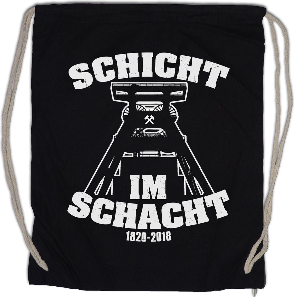 Urban Backwoods Schicht Im Schacht, Turnbeutel, Farbe: Schwarz