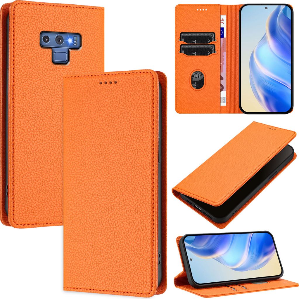 Litchi Leder Handyhülle für Samsung Galaxy Note 9 Wallet Produktbild 