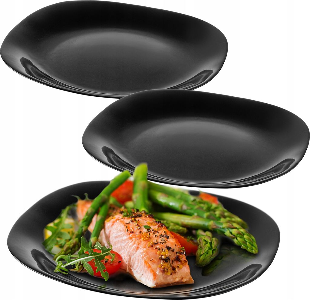 KADAX Teller 'Moiano", schwarze Speiseteller, Teller 28cm, drei Stücke