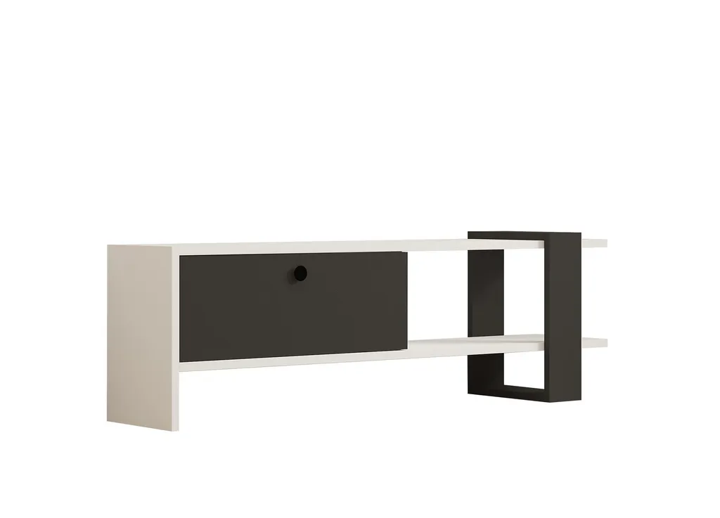 Meuble TV en mélaminé anthracite et blanc Funda résistant aux rayures - 4