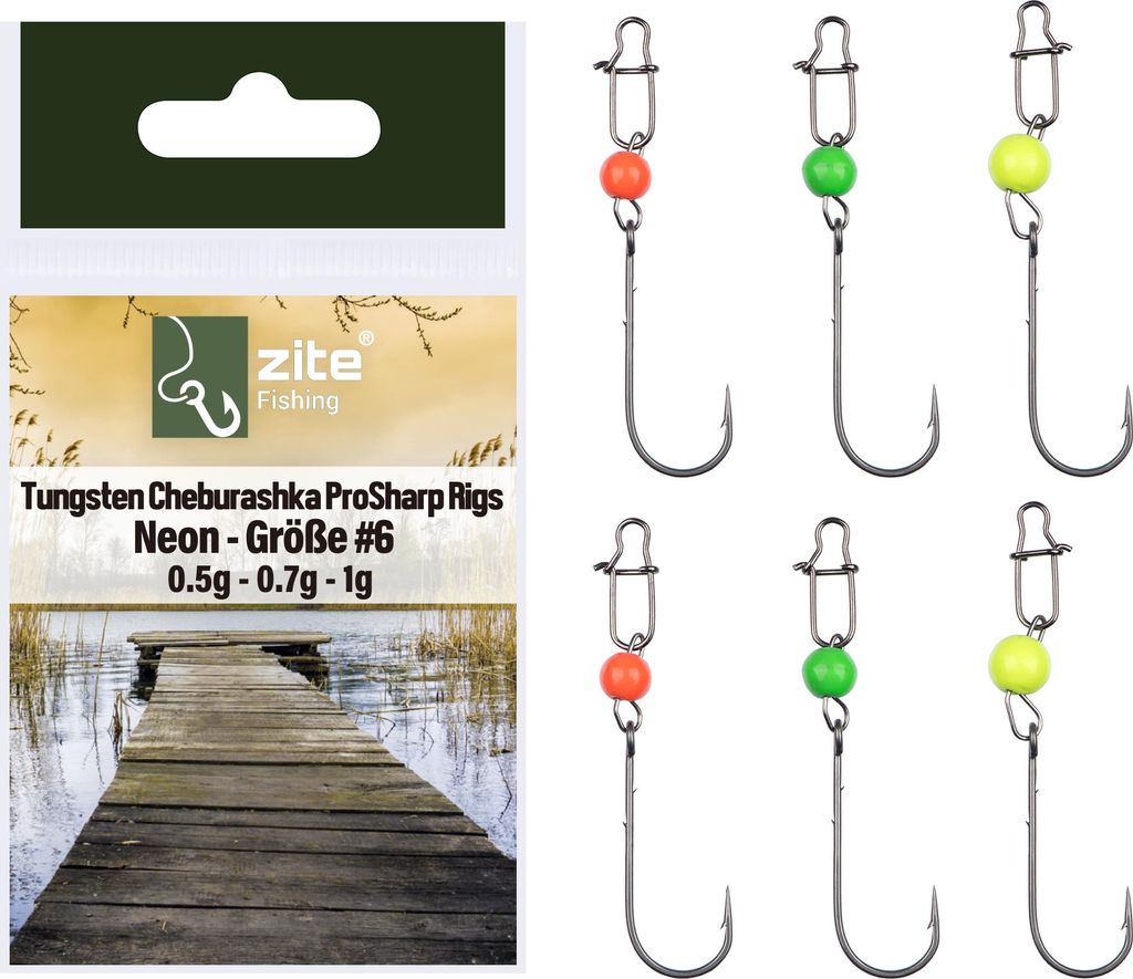 Zite Fishing Tungsten Cheburashka ProSharp Rigs #6 Neon