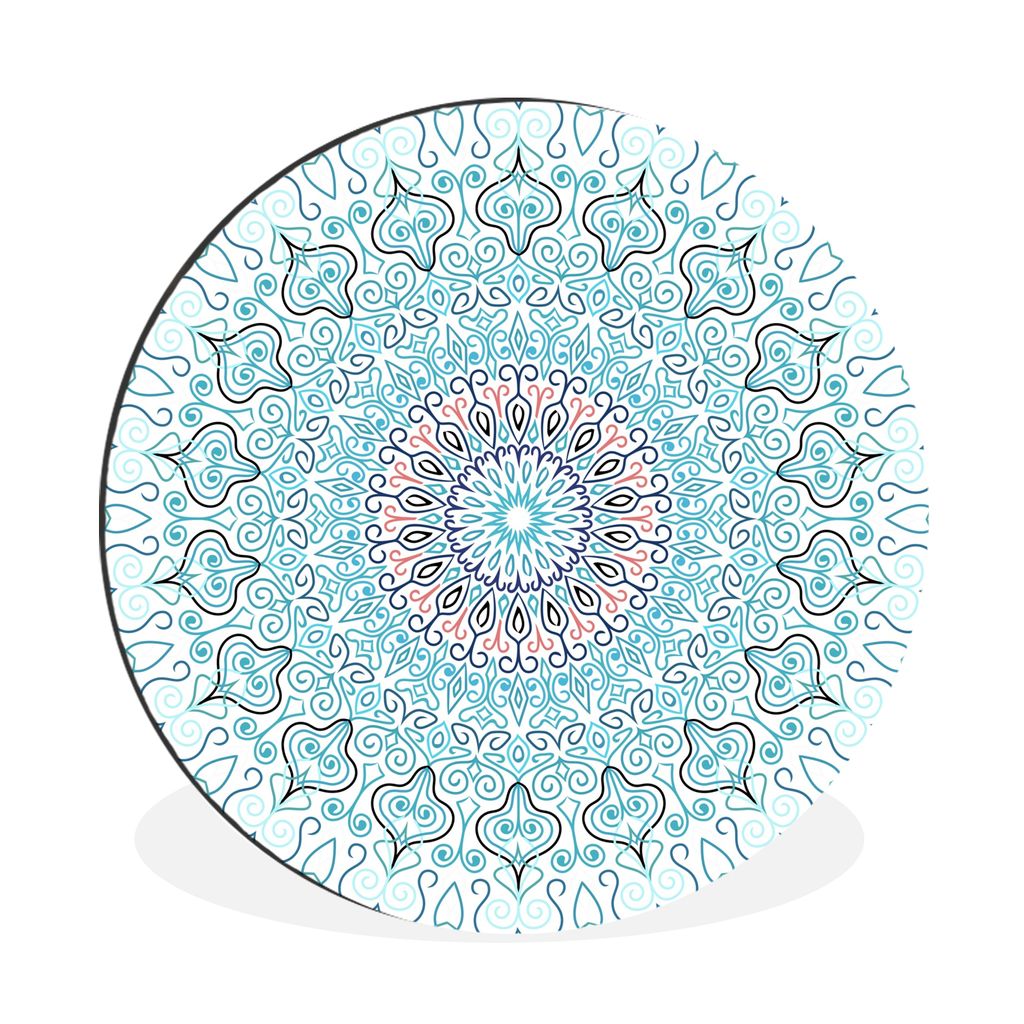 MuchoWow Aluminium Wandkreis Mandala - Blau - Hippie - Bohème Ø 60 cm Wanddeko Modern Wohnzimmer - Wand Kreis - Wandbild - Schlafzimmer - Alumi...