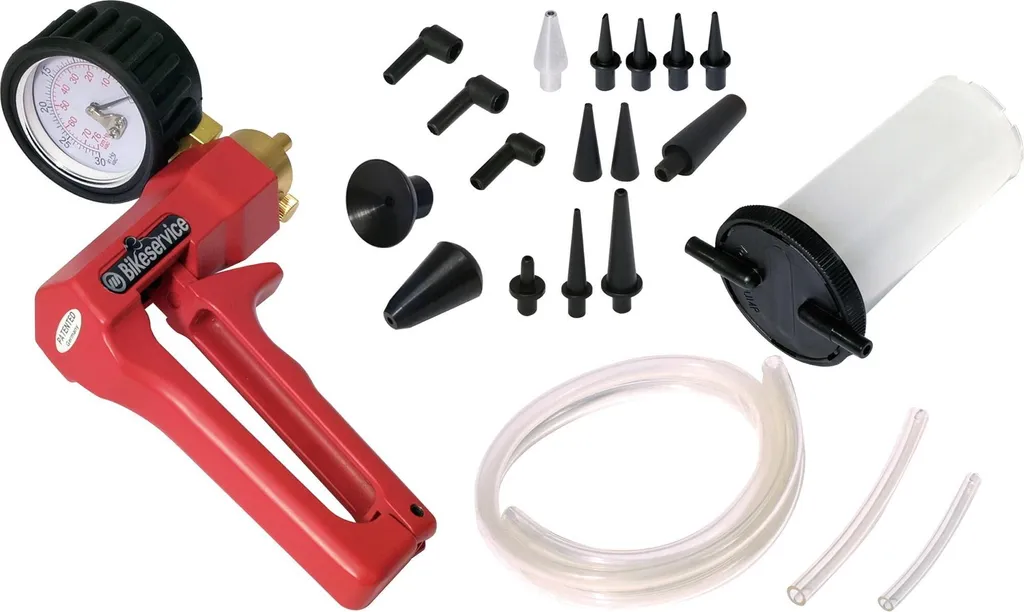Bikeservice BS5582 Pompa a Vuoto Spurgo Freni Professionale 15 Pezzi