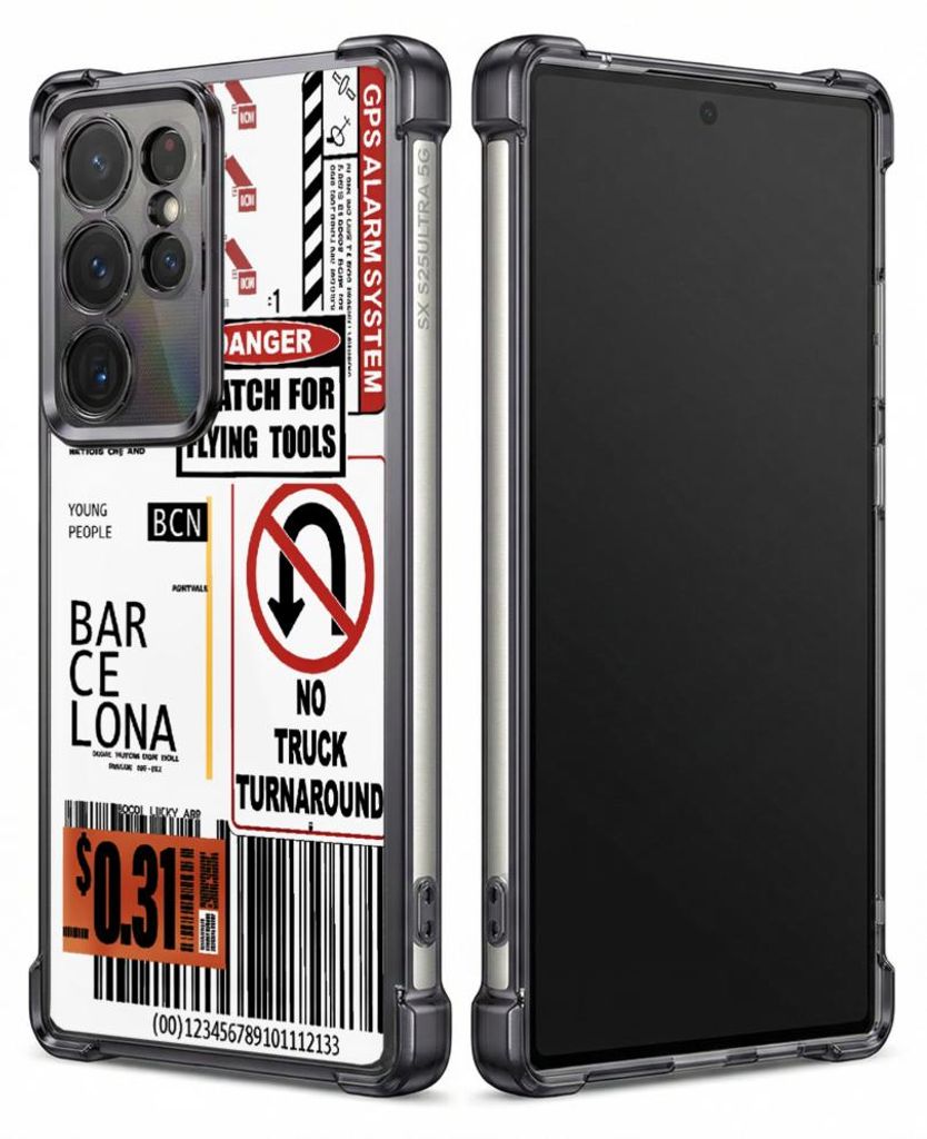 Personalisierte Hülle mit Bild für Samsung Galaxy S25 Elektroplattiert TPU Stoßdämpfer Handyhülle mit Barcelona – Keine LKW-Wendemöglichkeit
