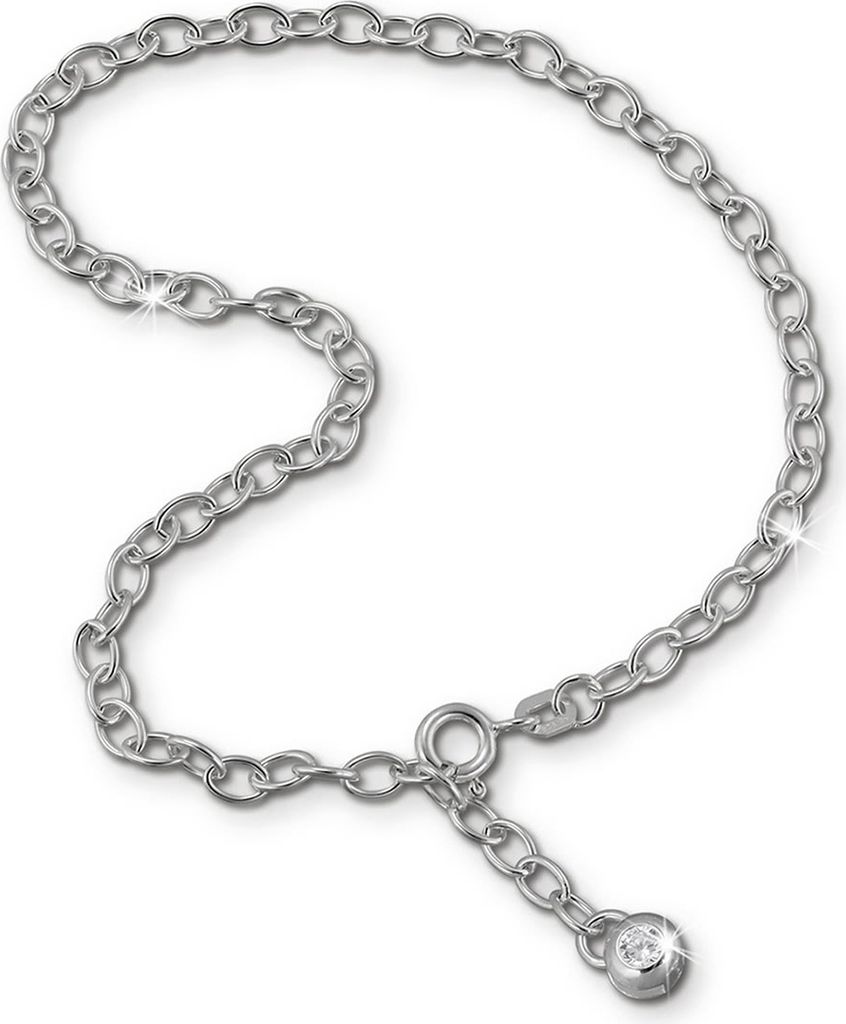 SilberDream 25cm Fußkette Damen silber glitzer Zirkonia Echt Silber D2SDF001