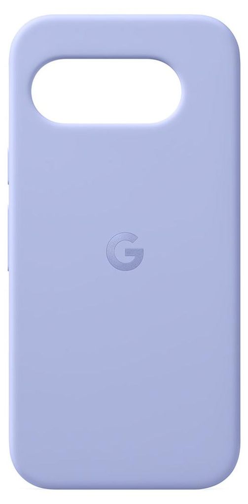A light purple phone case with the Google 'G' logo embossed in the center.