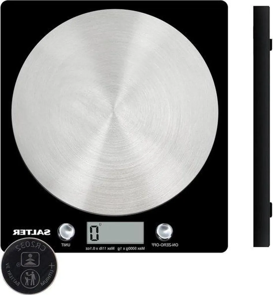 Pèse-personne acier noir chromé - Fonction ajout de liquides - Max 5kg