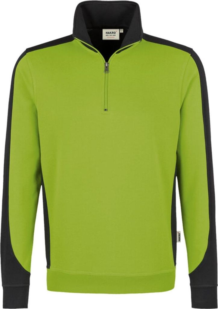 HAKRO Zip-Sweatshirt Contrast Mikralinar 476, kiwi/anthrazit, XS