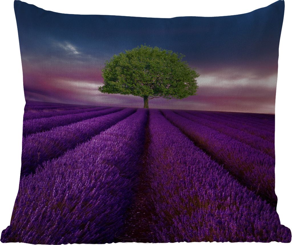 MuchoWow Outdoor Kissen - Lavendel - Baum - Lila - 60x60 cm - Wetterfest - Lounge Kissen - Dekoration - Schlaf Kissen