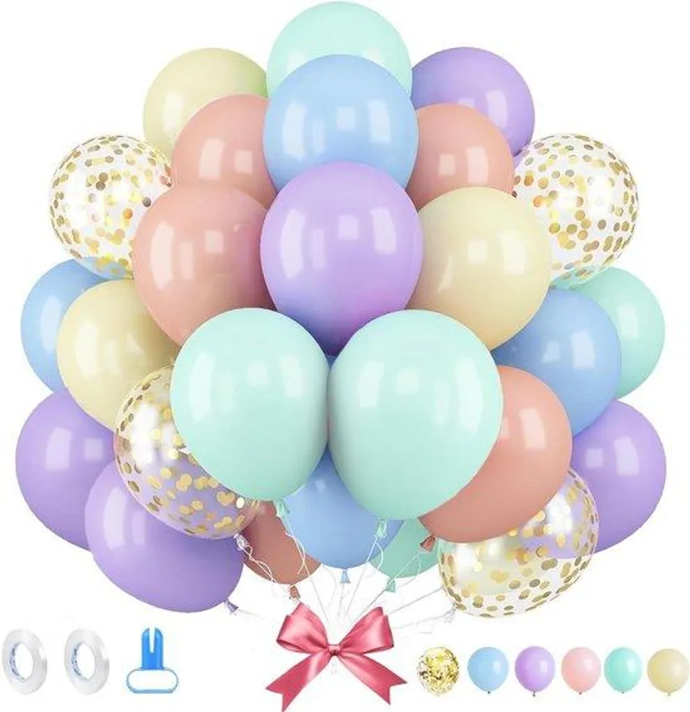 Ballons hélium 30cm résistants : kit complet avec rubans anti-nœuds
