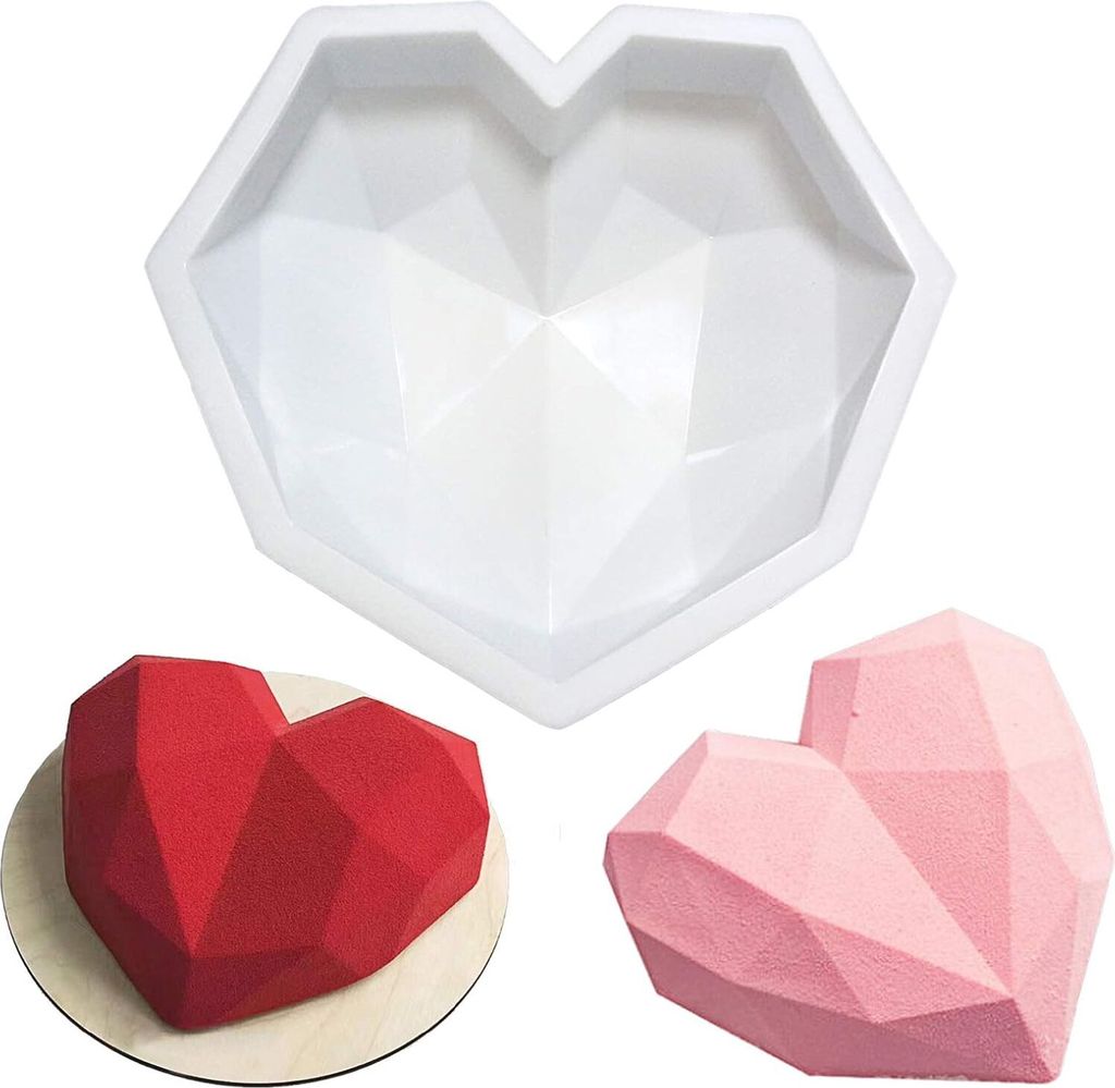 Diamant Herz Silikon Kuchen Form Silikon Backform Herz Kuchenform Herz Silikonform in Herzform Schokoladenform Silikonform Herzchen Eiswürfelform ...