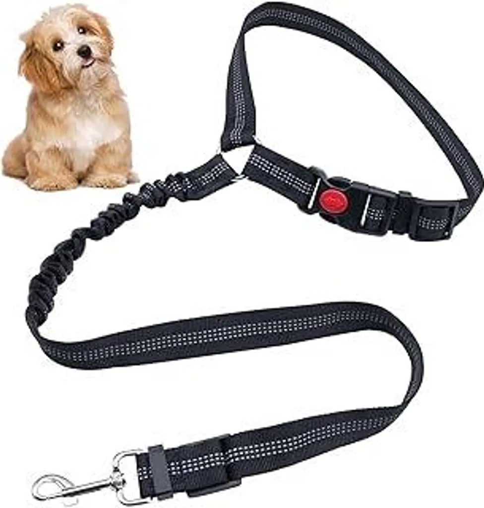 Cintura di sicurezza per cani in auto, cintura regolabile con strisce riflettenti, cintura di sicurezza per cani in auto, adatta per cani di taglia grande, media e piccola e gatti.