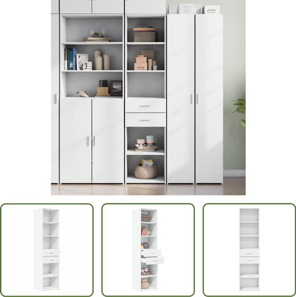 The Living Store Highboard Weiß 45x42,5x185 cm Holzwerkstoff