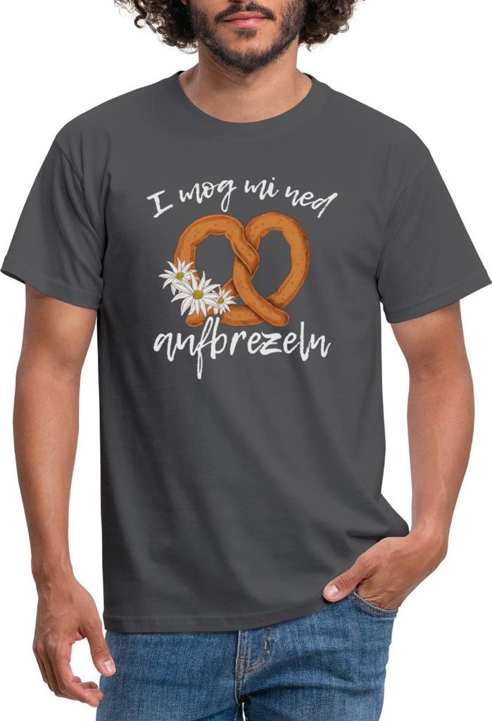 Spreadshirt I Mog Mi Ned Aufbrezeln Wiesn Spruch Männer T-Shirt, XXL, Anthrazit