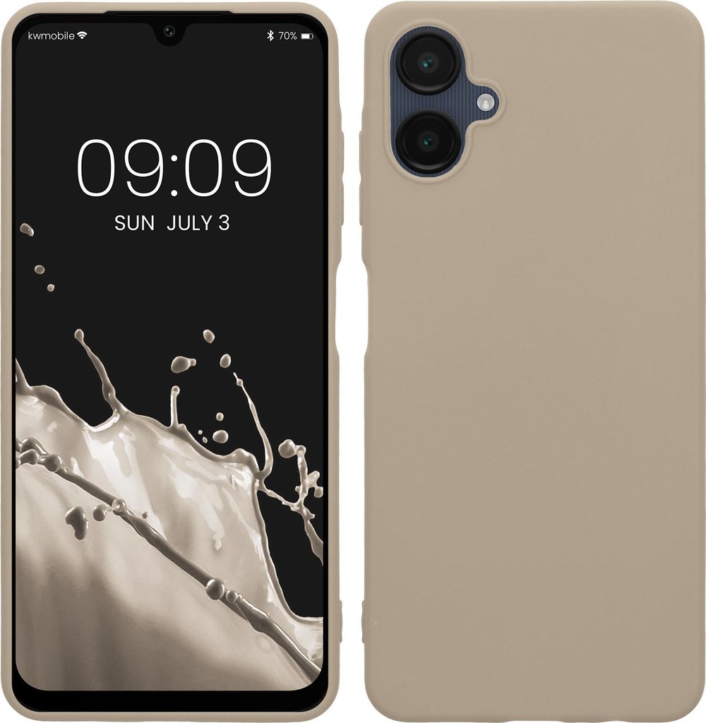 kwmobile Hülle kompatibel mit Samsung Galaxy A06 Hülle - weiches TPU Silikon Case - Cover geeignet für kabelloses Laden - Creme matt