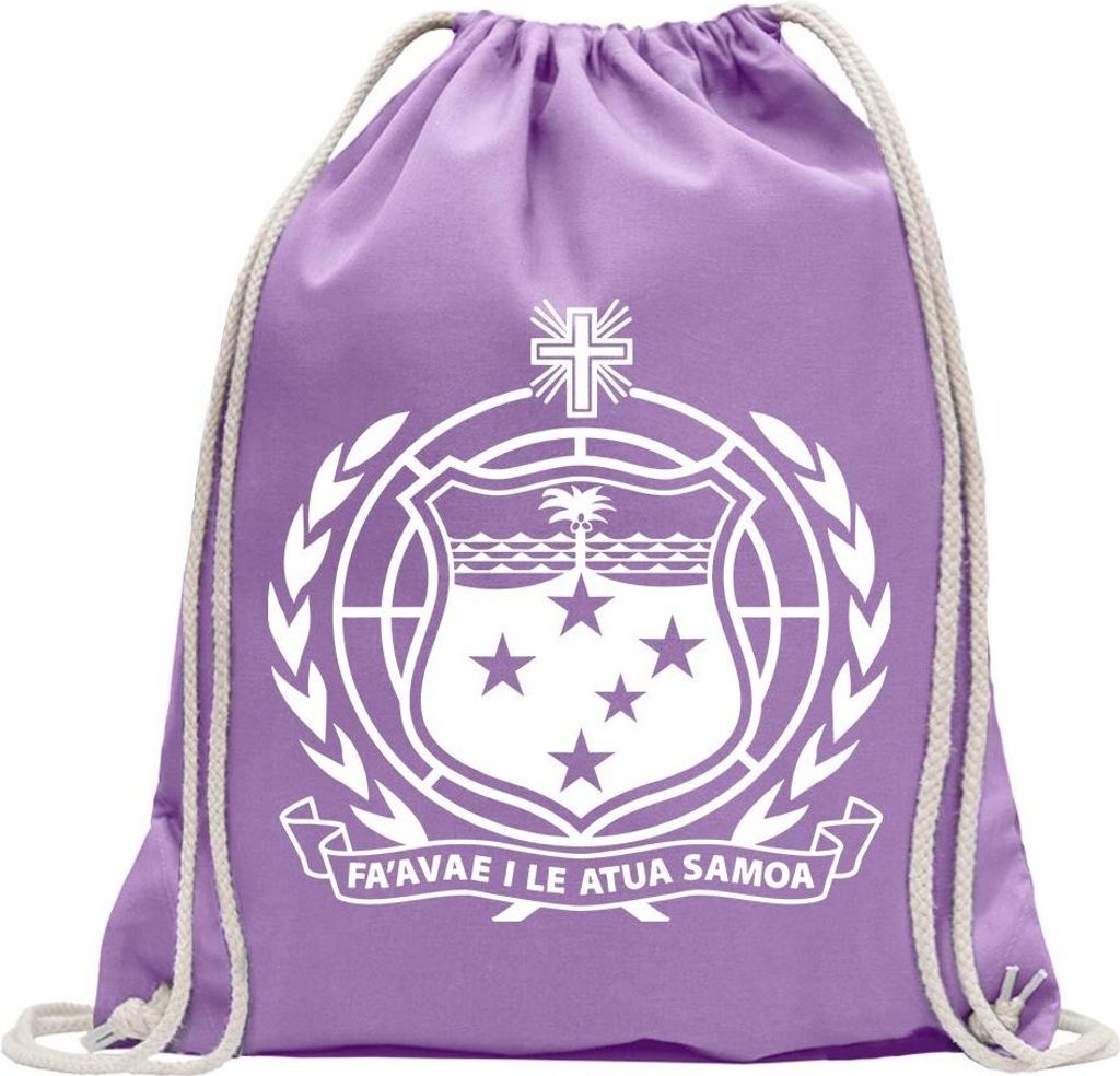 Kiwistar - Turnbeutel - lavendel - Samoa Wappen - Fun Rucksack Sport Beutel Gymsack Baumwolle mit Ziehgurt