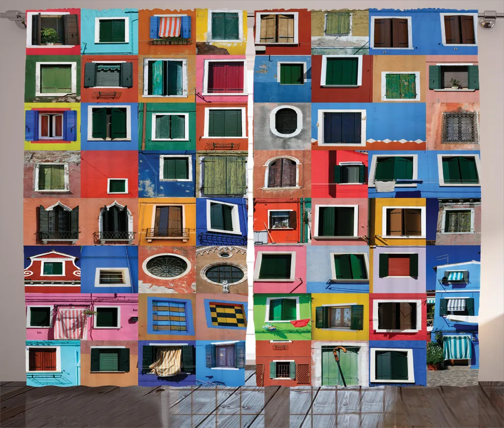 Rideau facile à poser 280 x 245 cm Mediterranean Village pour grand salon