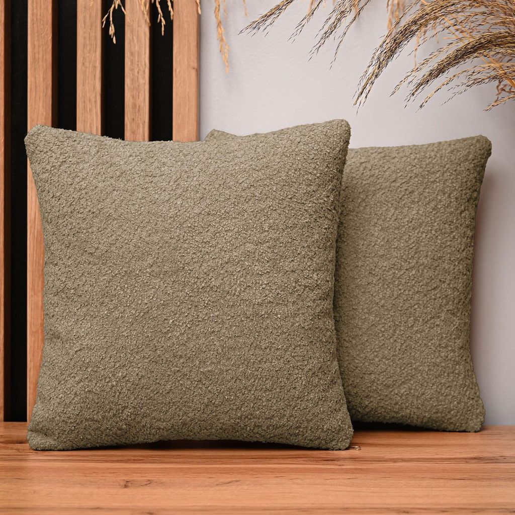 Dekorativer Kissenbezug 35x35 cm in Karamell aus strukturiertem Chenille-Stoff