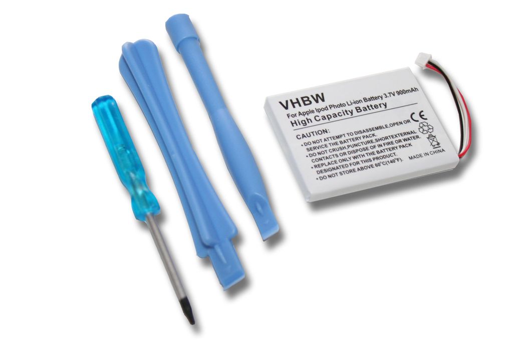 vhbw Akku kompatibel mit Apple iPod Photo M9830DK/A, M9830FD/A, M9830FE/A, M9830J/A MP3-Player Musik Player (900mAh, 3,7V, Li-Ion)