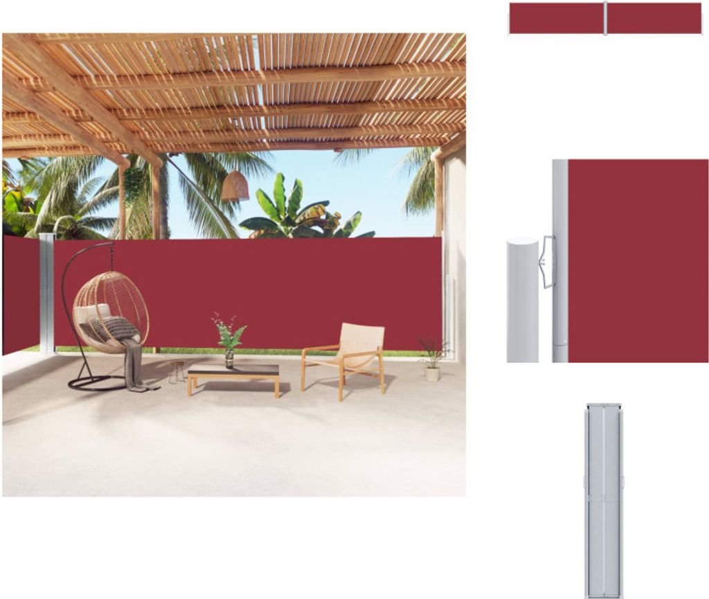 vidaXL Seitenmarkise Ausziehbar Rot 180x1000 cm - Sonnenschirme & Sonnenschutze