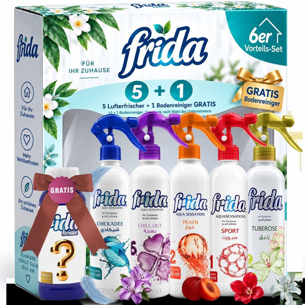 Frida Désodorisants 5 x 460 ml + Nettoyant 480 ml – Sport Image du produit 