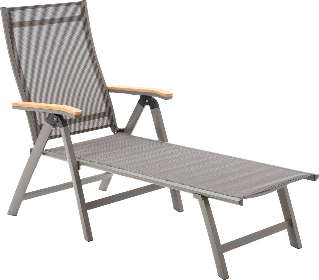 Dehner Gartenliege Colmar, Sonnenliege mit verstellbarer Rückenlehne, 66 x 105 x 180 cm (B/H/T), Sitzhöhe 35.5 cm, Aluminium / Textilene / FSC ...