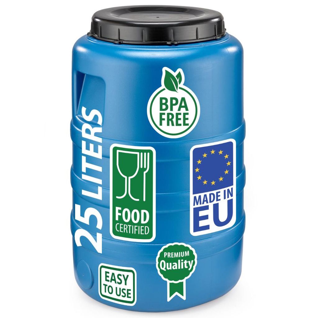 Weithalsfass Fasssilage Gepäcktonne Gärfass Gärbehälter Futtertonne 25 Liter mit Deckel blau