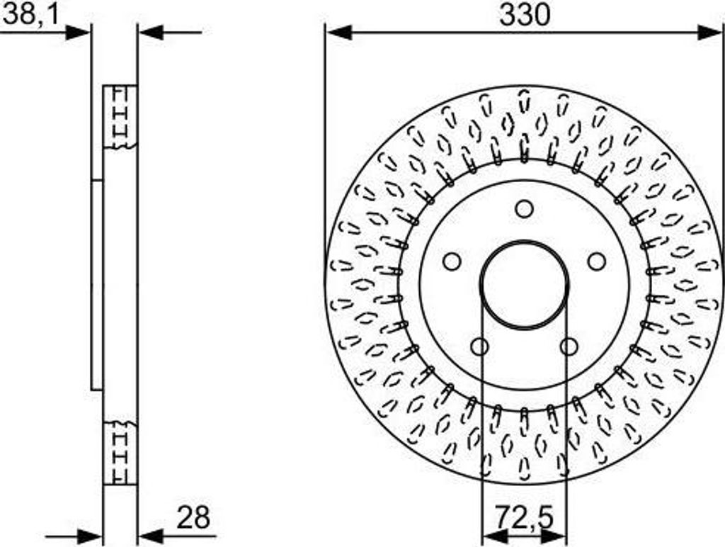 2x BOSCH Bremsscheibe 0 986 479 V85 für FIAT Freemont (345_) 38 1mm 330mm