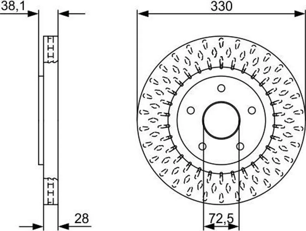 Jeu de disques de frein ventilés Bosch 330mm pour FIAT Freemont série 345