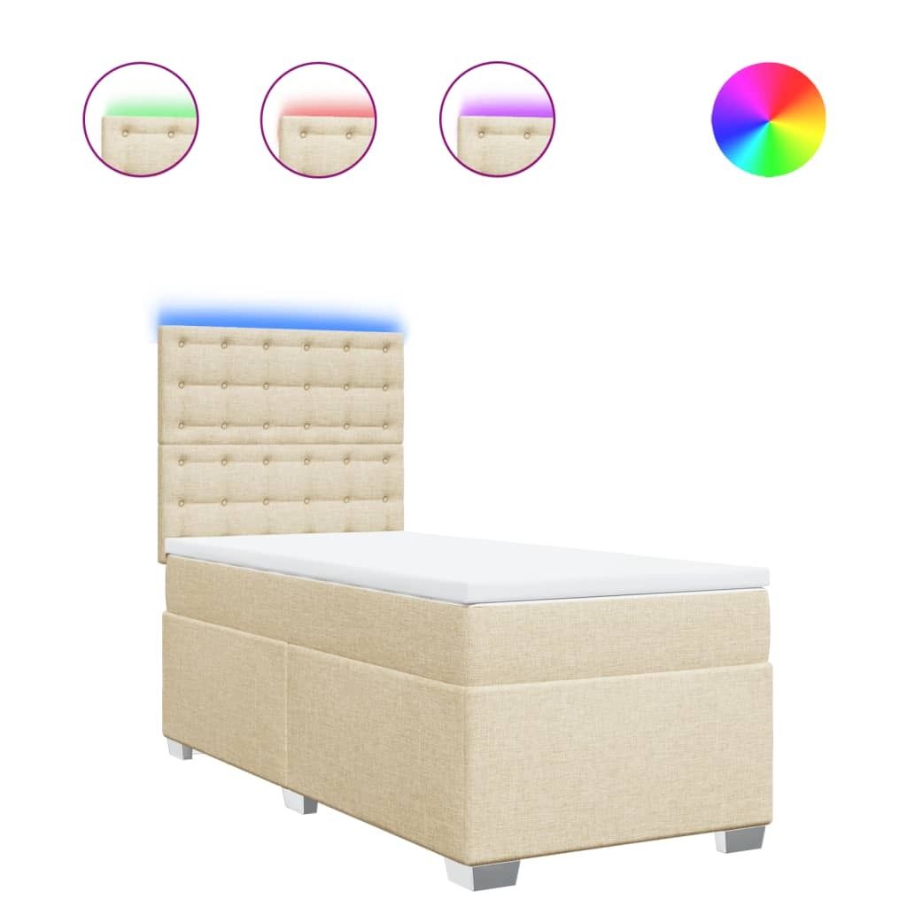 vidaXL Boxspringbett mit Matratze Creme 90x190 cm Stoff