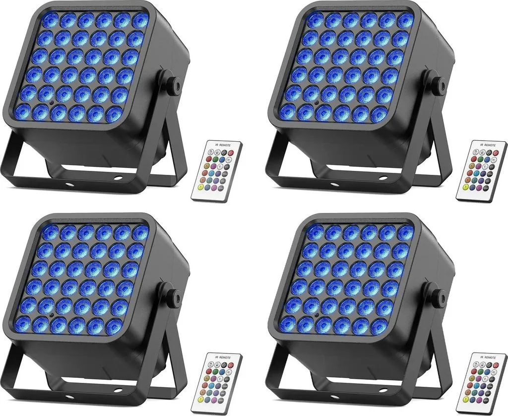 Pack de 4 Projecteurs de Scène LED 72W avec Contrôle DMX et Prise EU