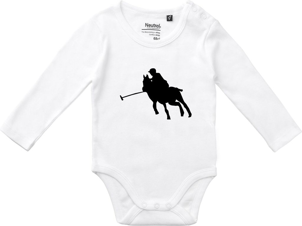 Huuraa Baby Body Polo Spieler Silhouette 74 White Baumwolle Fairtrade Langarmbody Geschenkidee
