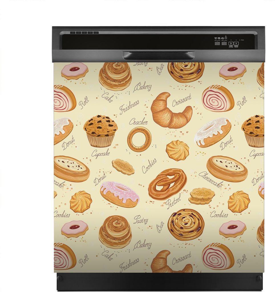 Aufkleber sticker 60x60 cm Dekorative folie Spülmaschine - Cupcakes Krapfen Croissants
