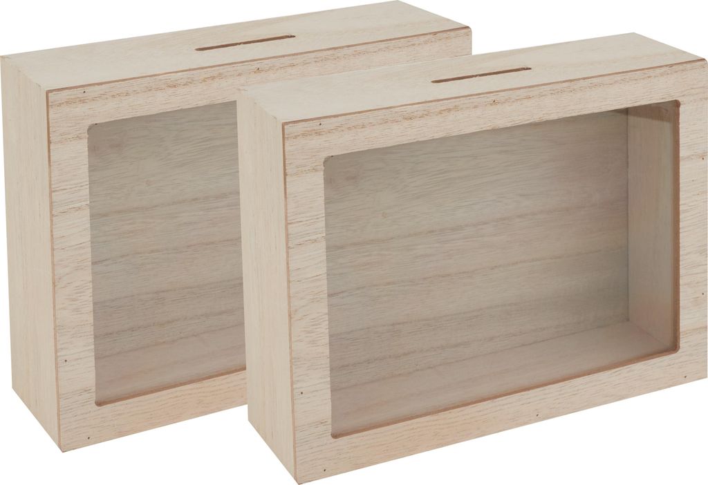 VBS Spardose mit Sichtfenster 2er Set 15x20x6 cm Sparbox Produktbild 