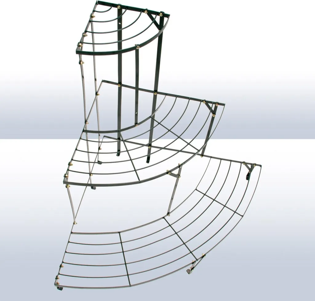 Escalier d'angle pour fleurs avec 3 étagères en métal vert foncé robuste - 5