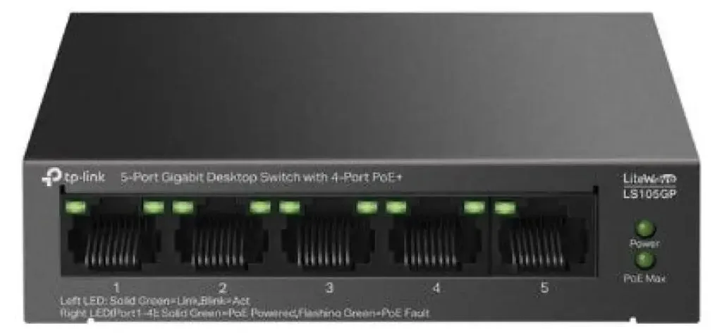Switch TP-Link LS105GP Commutateur Gigabit Ethernet PoE Noir