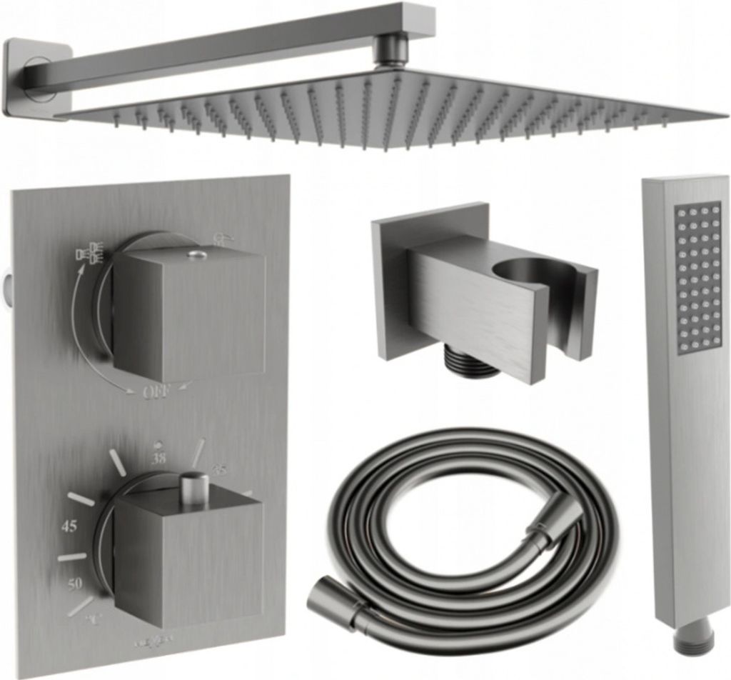 Mexen Cube DR02 Brausegarnitur für Unterputzmontage z Kopfbrause 30 cm, Graphit - 77502DR0230-66