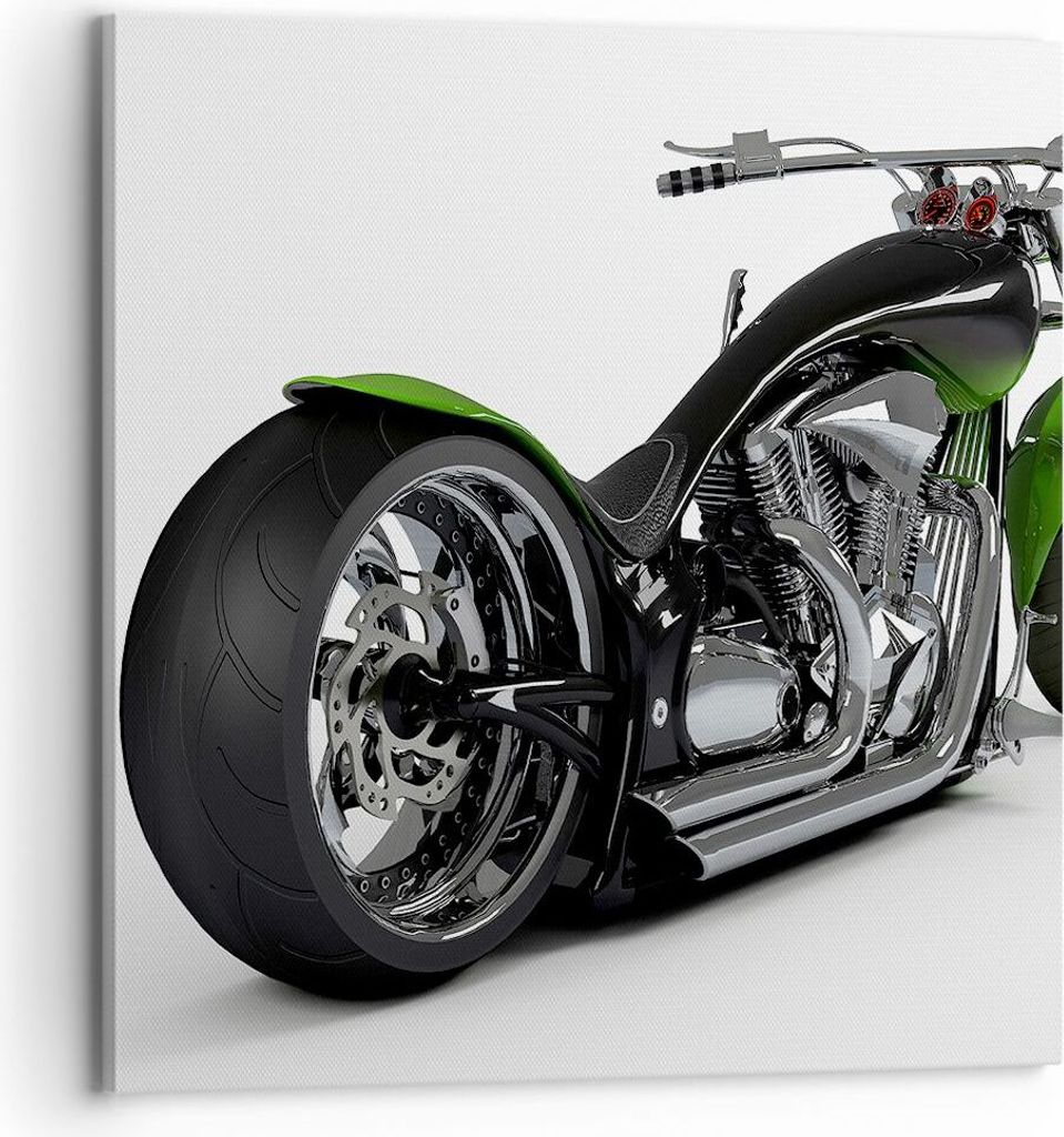 Bild auf Leinwand - Leinwandbild - Motorrad Chrom Schlauch Reise - 70x70cm - Wand Bild - Wanddeko - Leinwanddruck - Bilder - Kunstdruck - Wanddekor...
