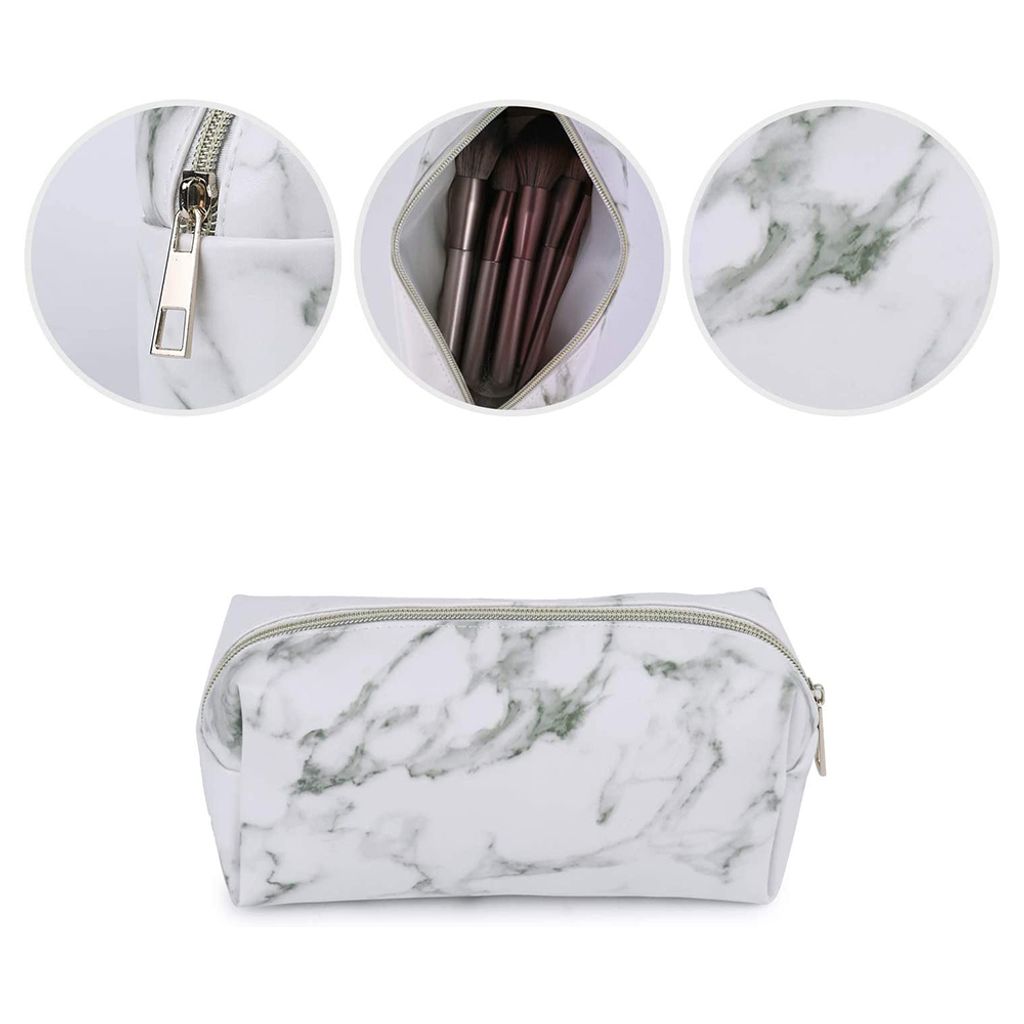 Dunzy Make-up-Tasche Set – 16 Stück, Wasserdicht, Marmor-Design, Ca. 22 X 19 X 14 Cm