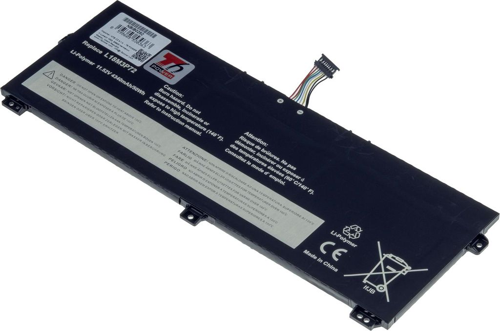 T6 Power Akku für Lenovo Laptop, Teilenummer 5B10W13928, Li-Poly, 11,52 V, 4340 mAh (50 Wh), schwarz