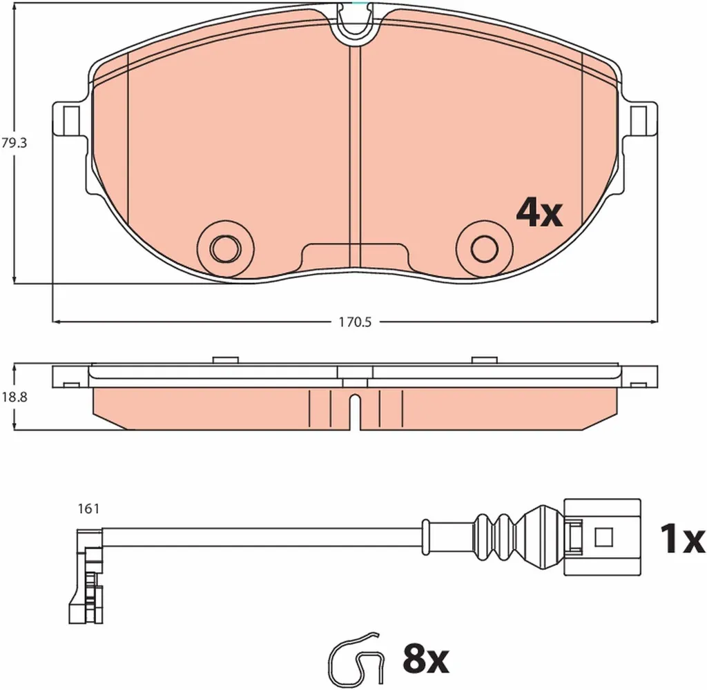 Jeu de plaquettes de frein avant pour VW California T6 2.0 TSI