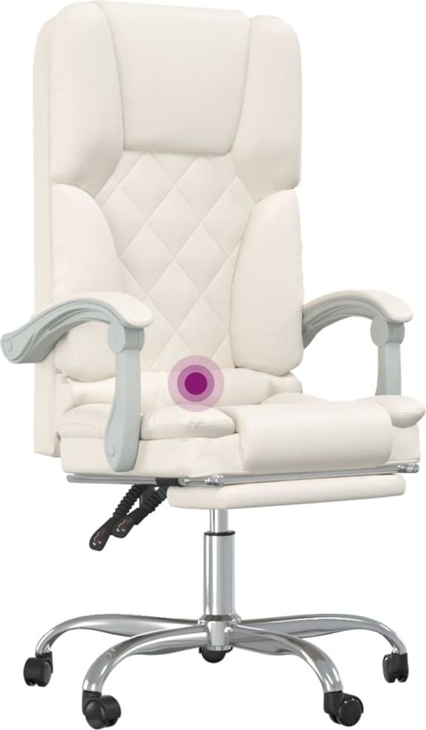 vidaXL Bürostuhl mit Massagefunktion Creme Kunstleder