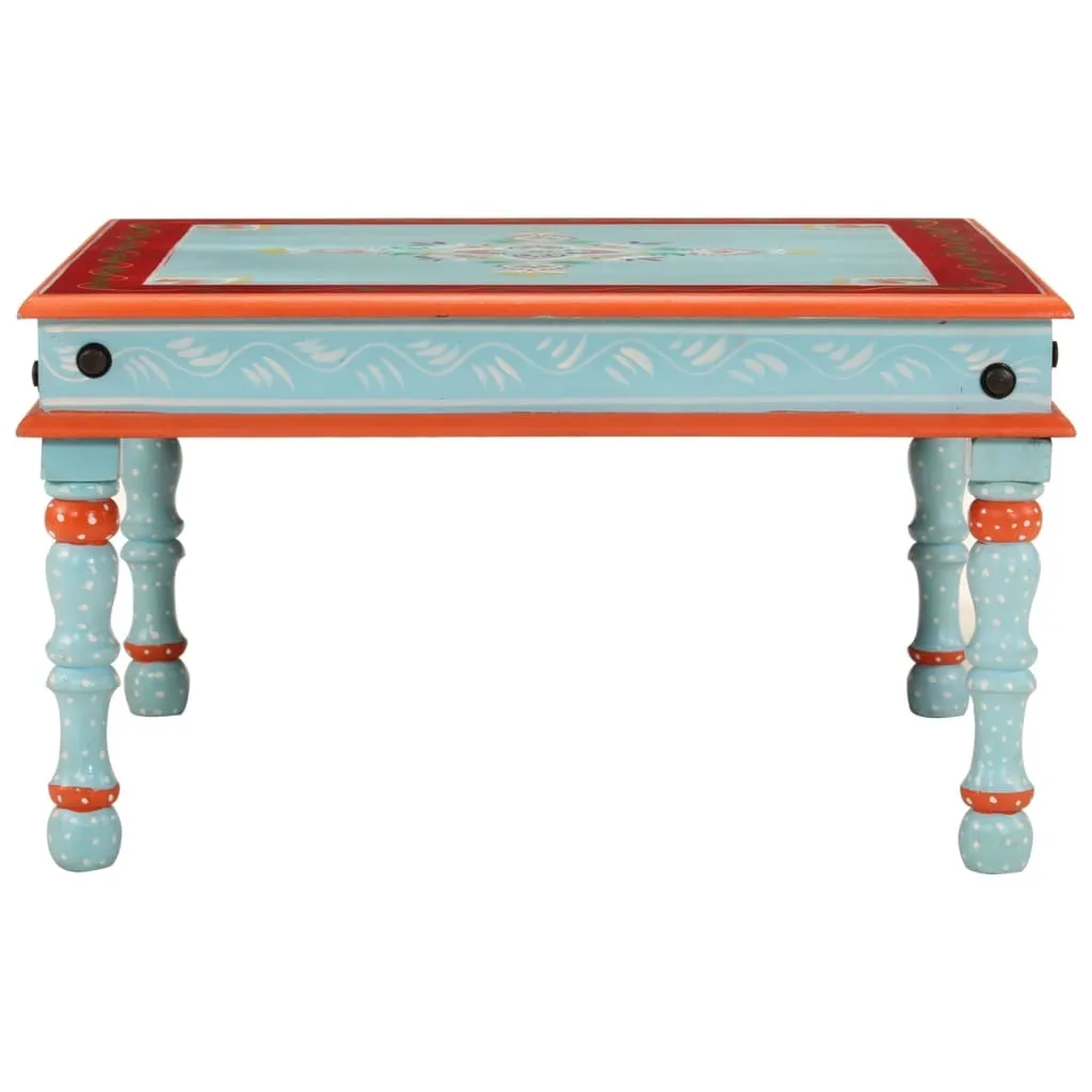 Tavolino Etnico Blu SYFAX™ in Legno Mango Massello Fatto a Mano