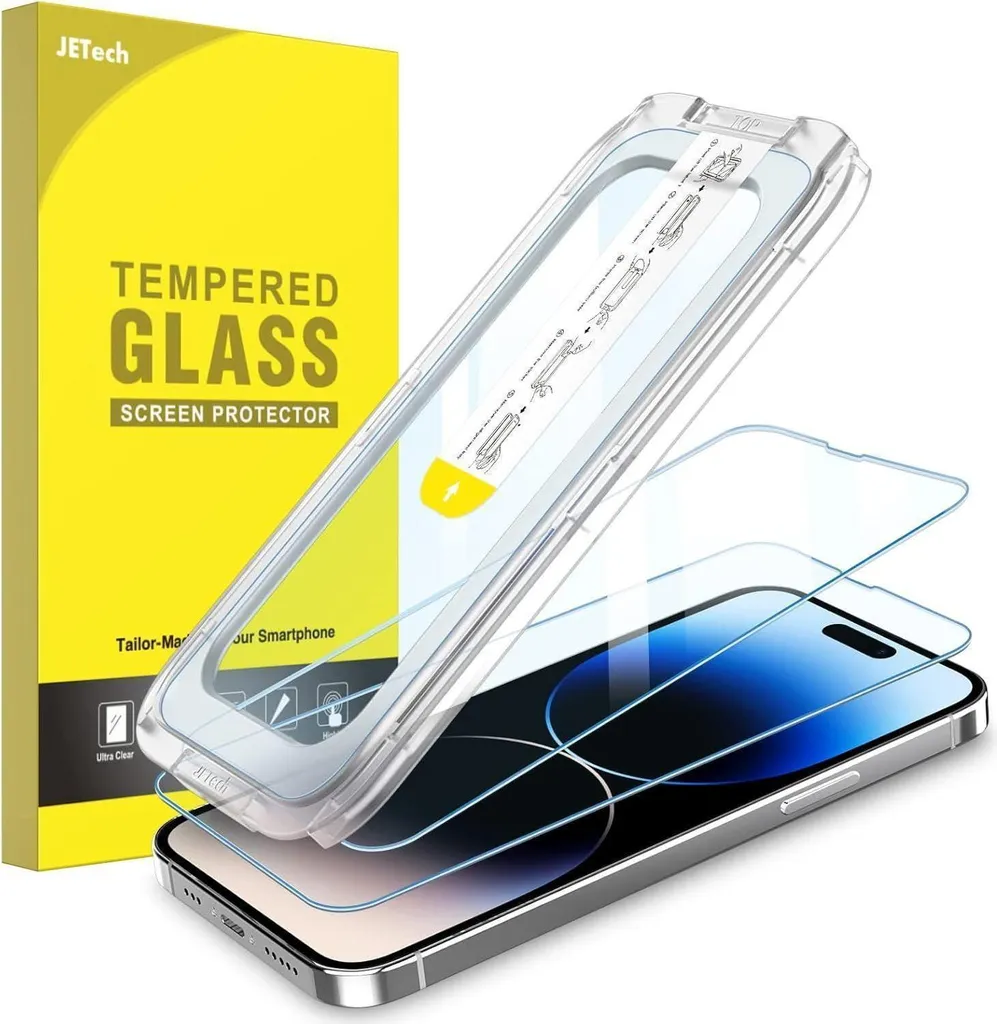 2 Pezzi Pellicola iPhone 14 Pro JETech 6,1" | Vetro Blindato 9H Pro