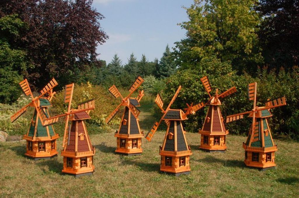 Große Windmühlen wahlweise mit Solarbeleuchtung – Höhe 1,30 oder 1,45 Meter, Farbe|Größe:1.45m grün Solar