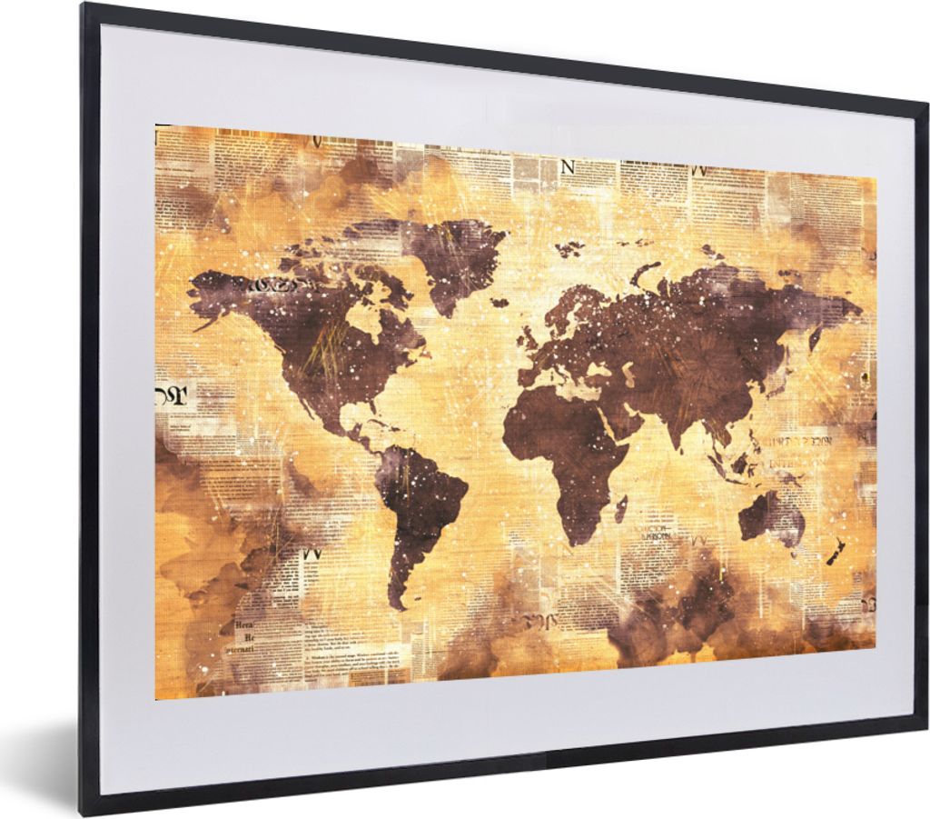 MuchoWow® MuchoWow® Gerahmtes Poster Weltkarte - Glitter - Produktbild 